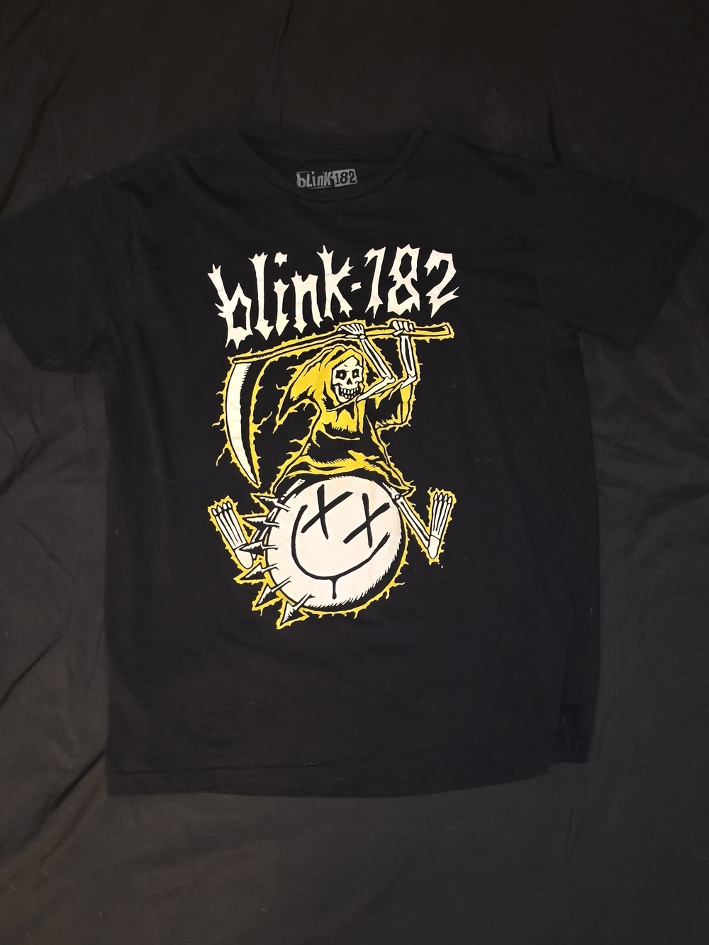 Black Short Sleeve Graphic Tee - Yellow/White Print